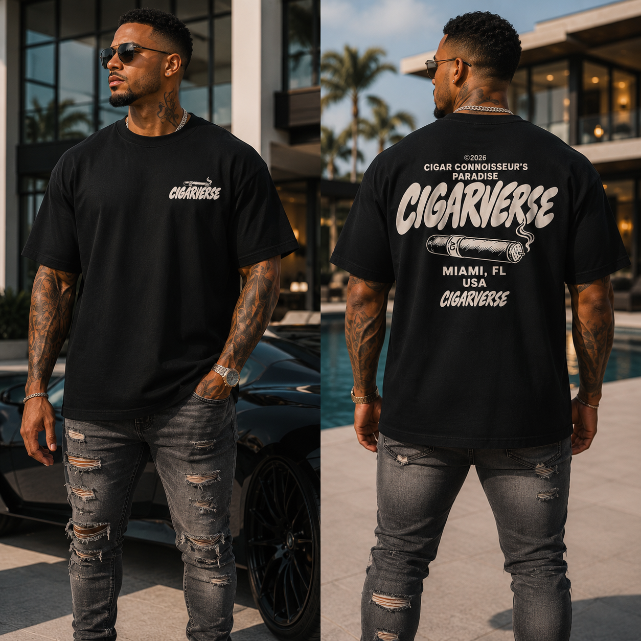 Oversized Heavyweight Cigarverse T-Shirt — Miami Cigar Connoisseur Graphic Tee