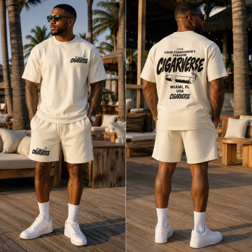 Cigarverse Logo Fleece Sweat Shorts — Lightweight Garment-Dyed Lounge Shorts