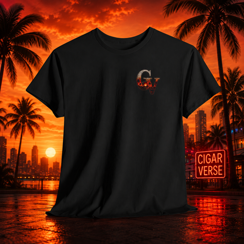 Cigar Verse Graphic Tee — Retro Sunglasses & Sunset Smoke Shirt