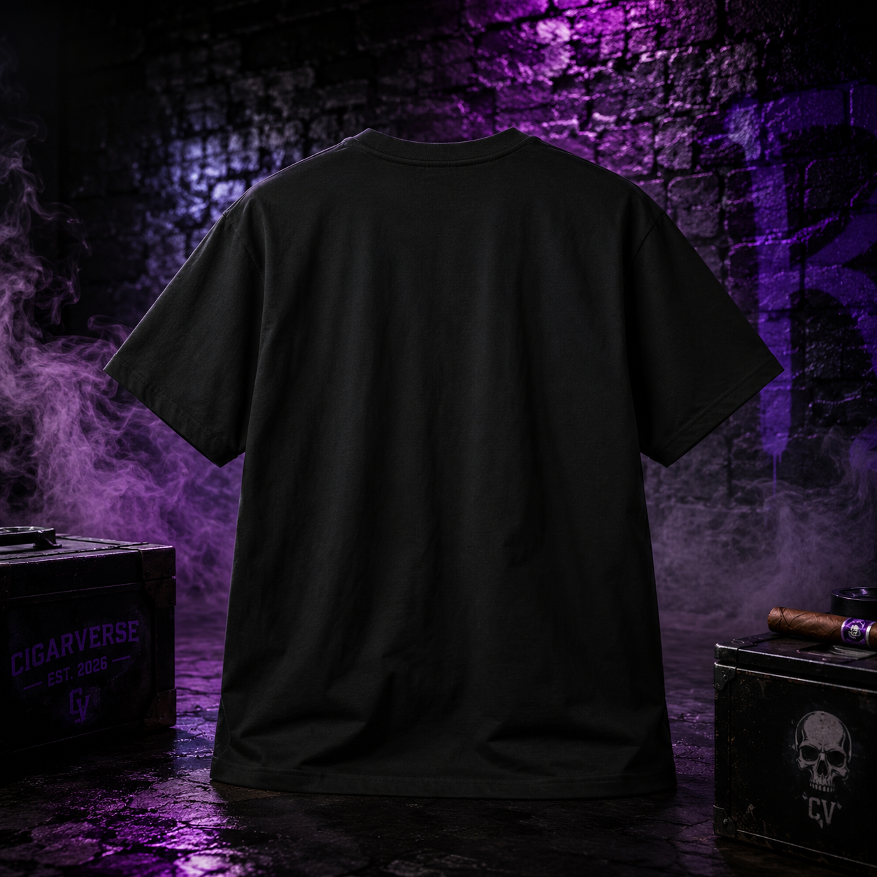 Oversized CIGARVERSE Premium Heavyweight Ruthless Graphic T-Shirt — Gothic Purple Logo Tee