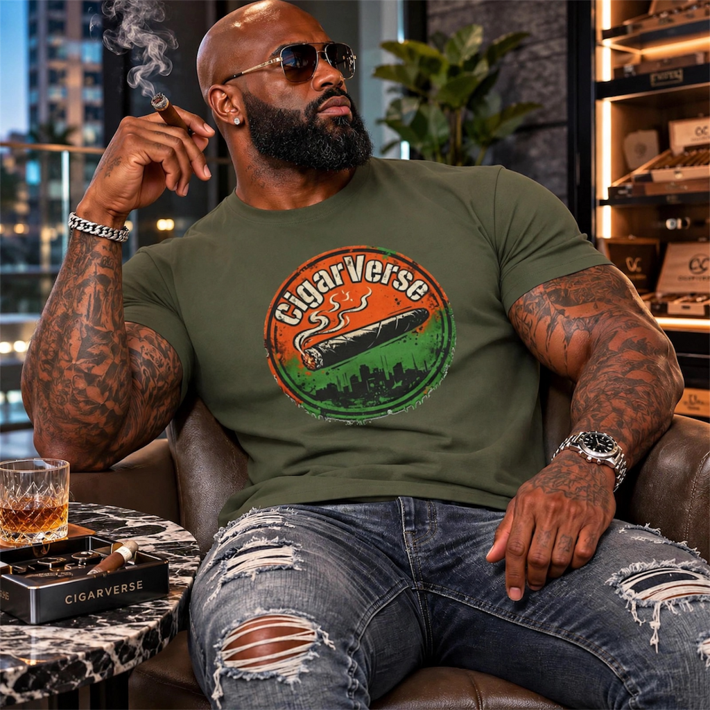 CigarVerse Logo Tee — Vintage Cigar Lounge Graphic T-Shirt