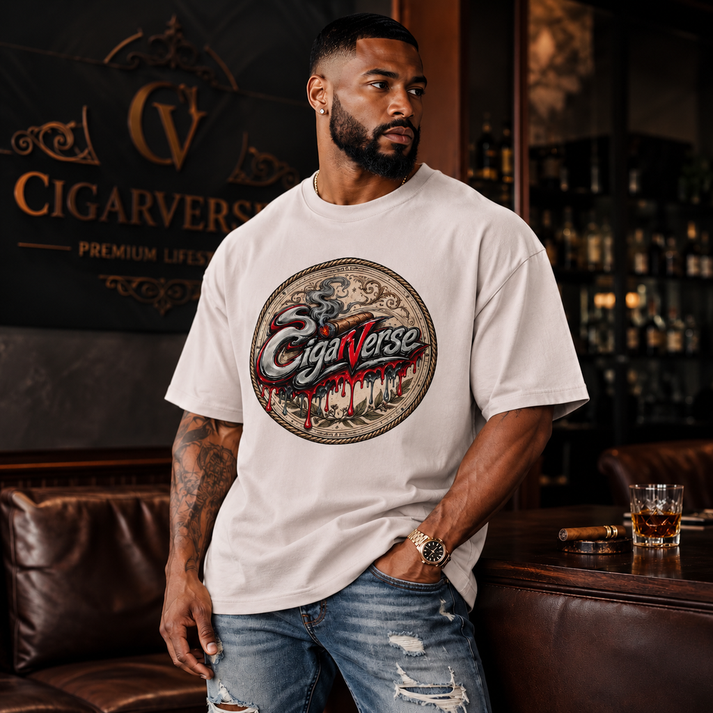Premium T-Shirt — 'CigarVerse' Retro Crest Graphic Tee