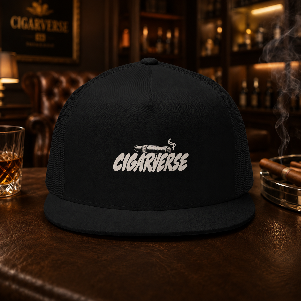 Cigarverse Trucker Cap – Vintage Cigar Logo 5-Panel Mesh Hat