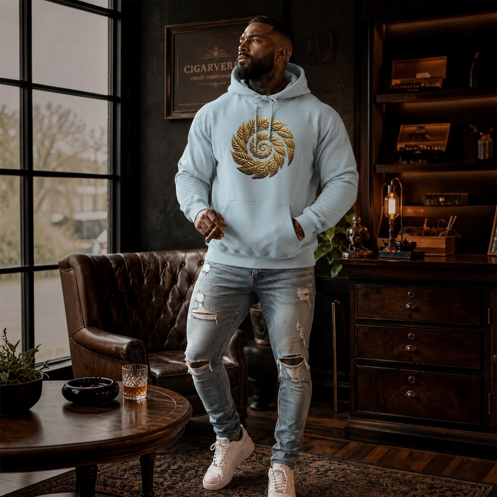 Golden Spiral Leaf Hoodie — Botanical Spiral Graphic Pullover