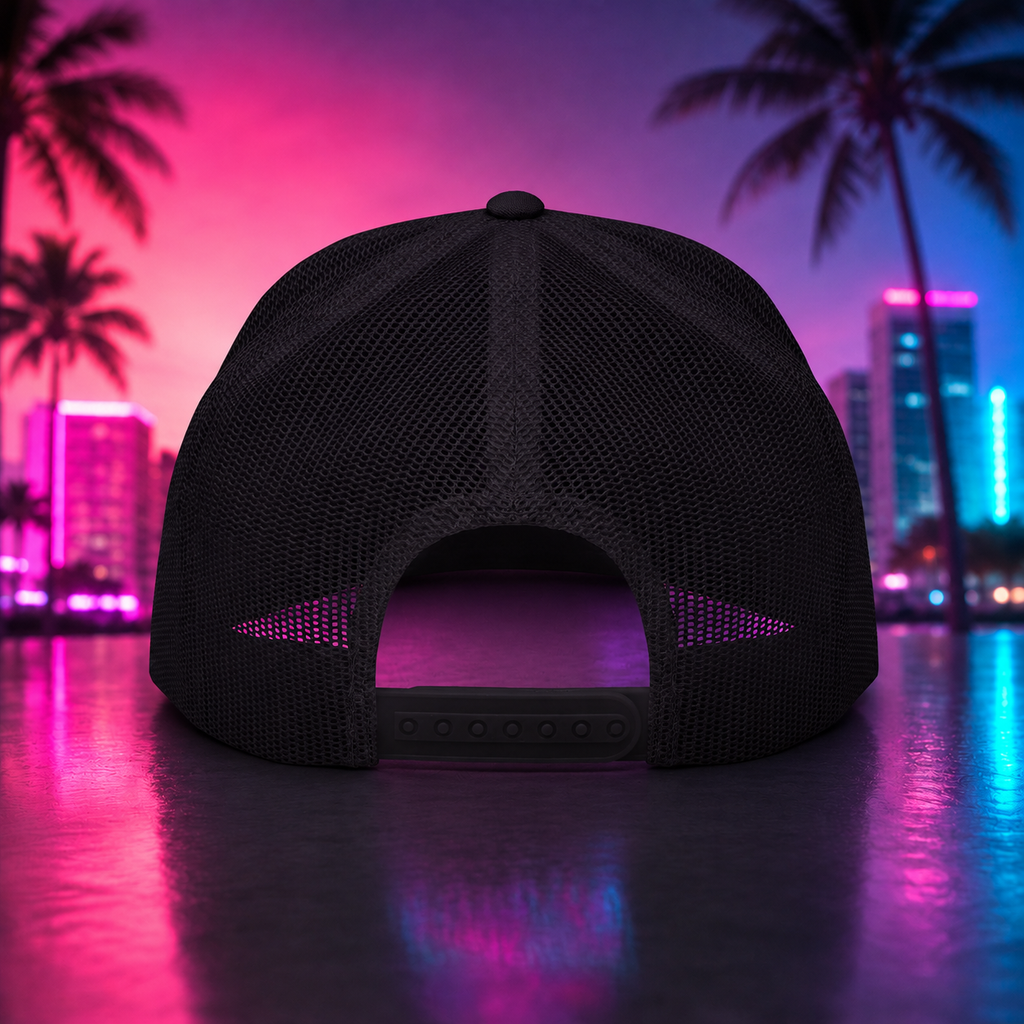 Trucker Cap — Neon Flamingo "Cigarverse" Retro Logo