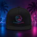 CIGARVERSE Snapback Hat — Neon Retro Palm Logo
