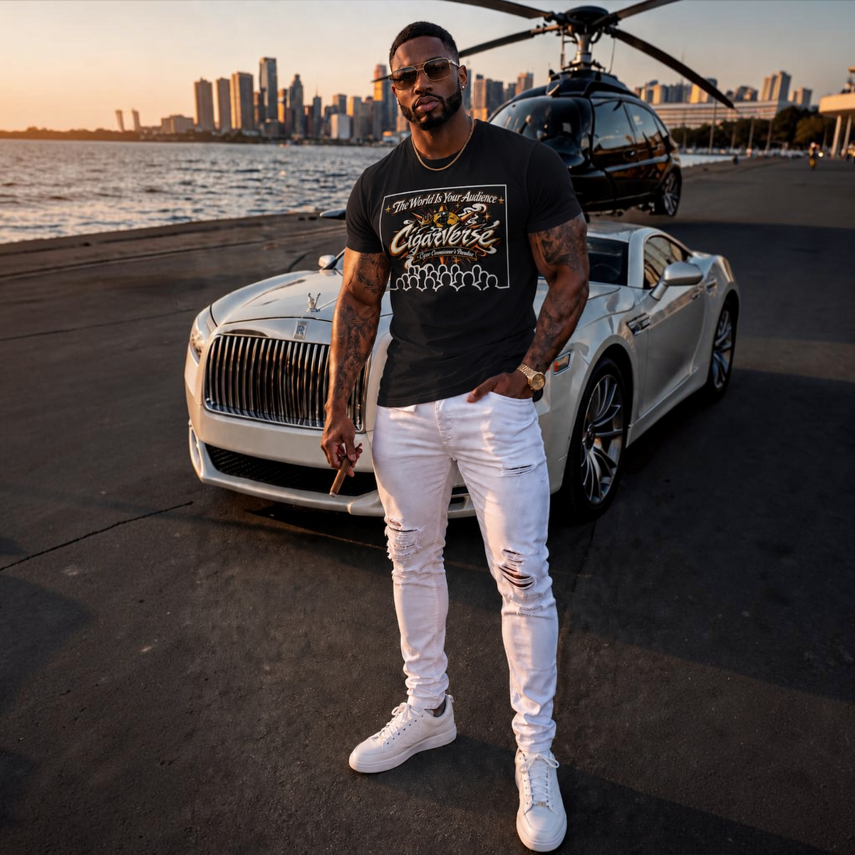 CIGARVERSE Tee – “The World Is Your Audience” Graphic T-Shirt