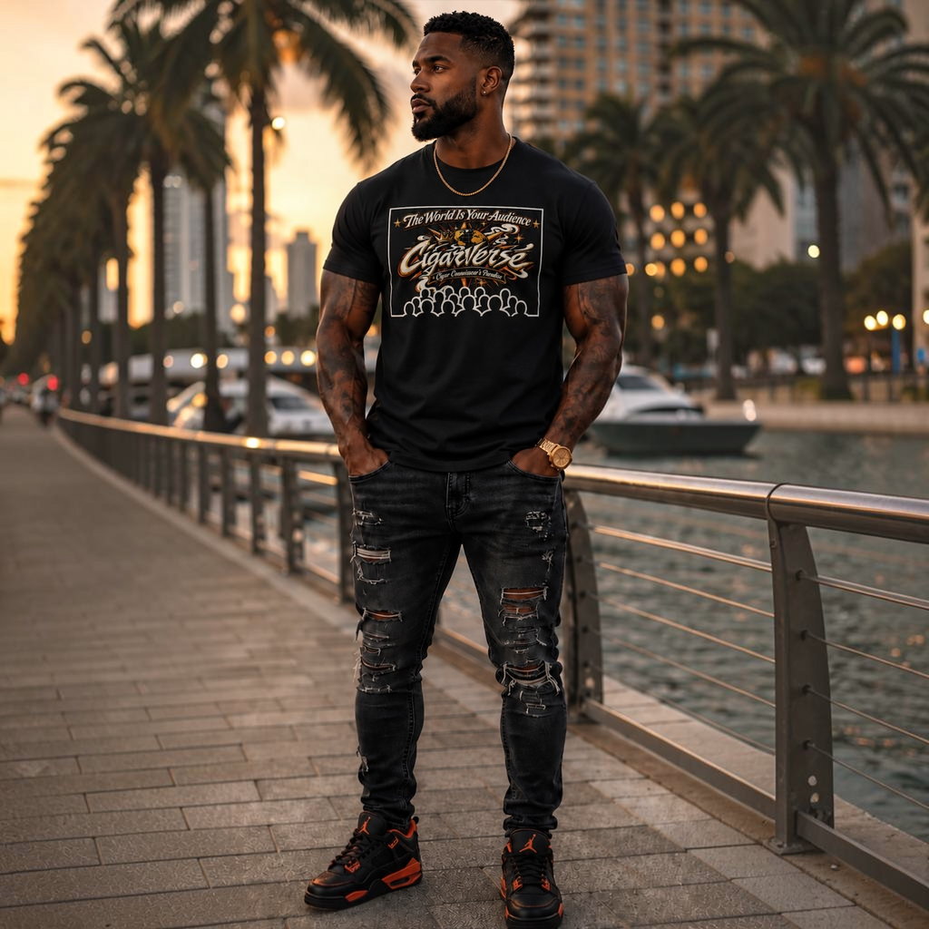 CIGARVERSE Tee – “The World Is Your Audience” Graphic T-Shirt