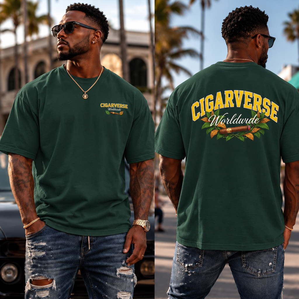 CIGARVERSE Logo Tee — Small Chest Emblem Boxy T‑Shirt