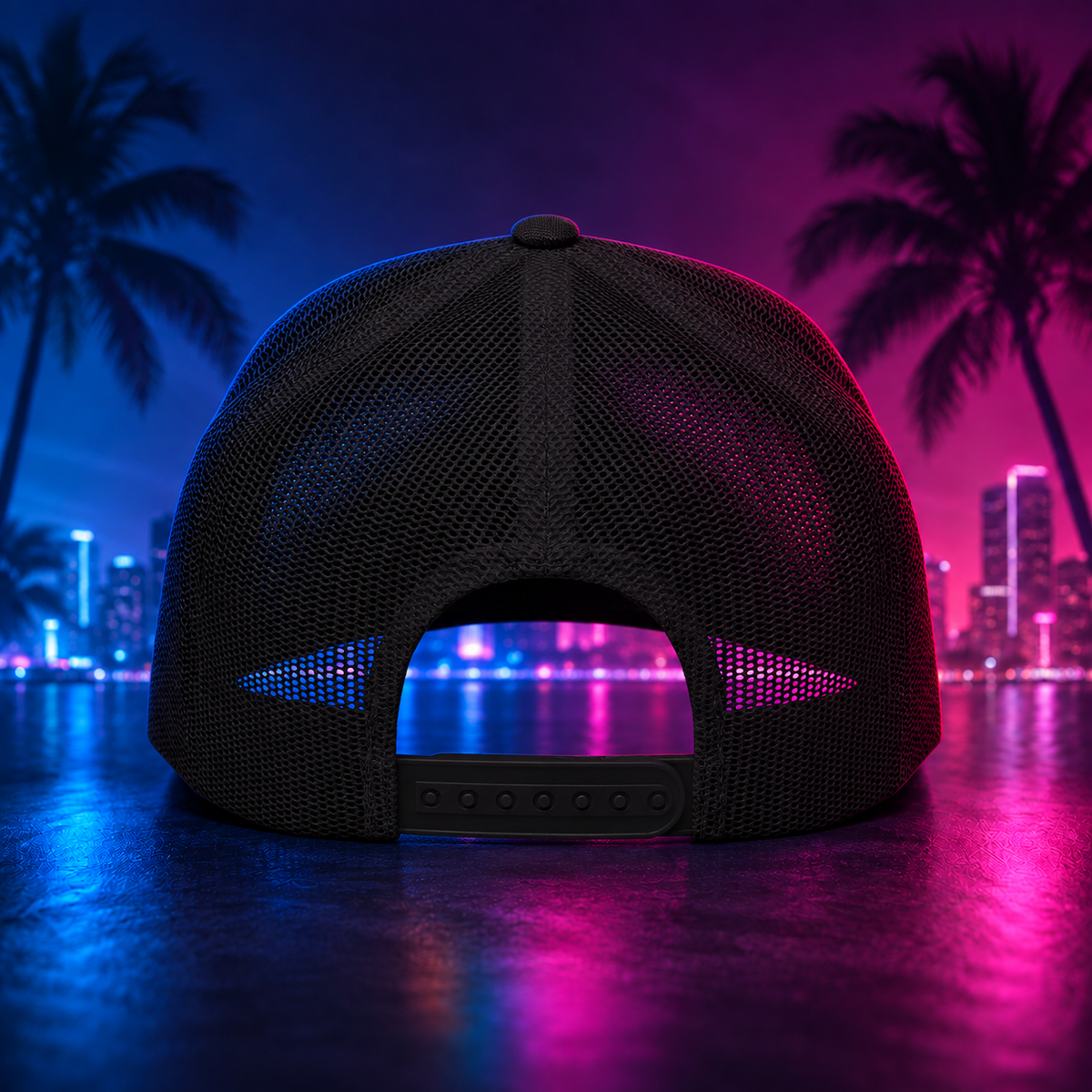 Retro Miami Trucker Cap — "Cigarverse Miami" Sunset Design