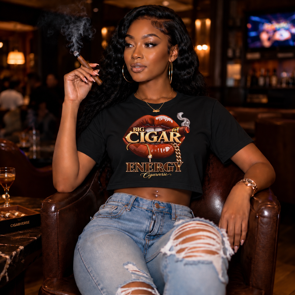 Cigar Energy Women's Boxy Tee — Lip & Cigar Graphic Crop T-Shirt