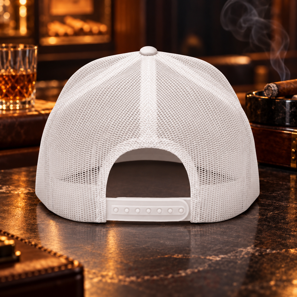 Cigarverse Trucker Cap — Retro Script Mesh 5-Panel Hat
