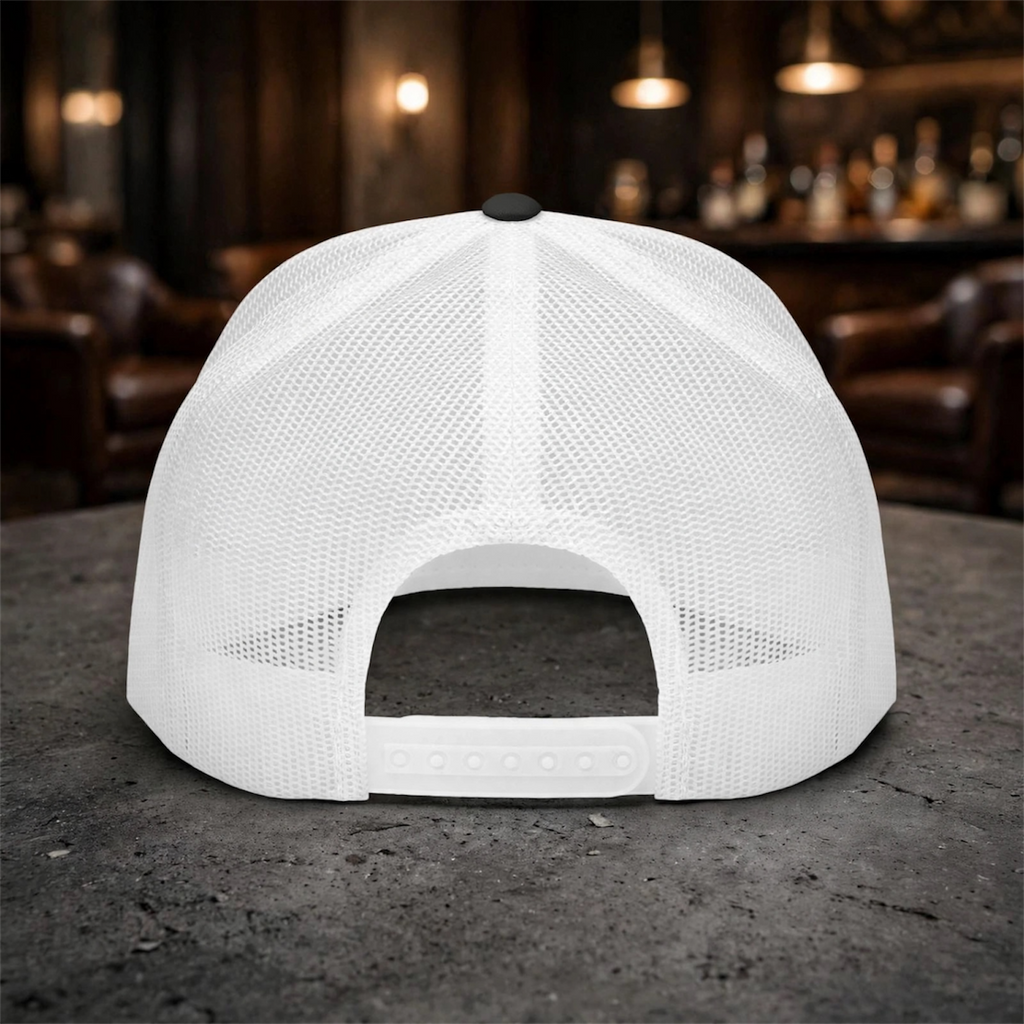 Charcoal & White Vintage Distressed V Logo Trucker Cap