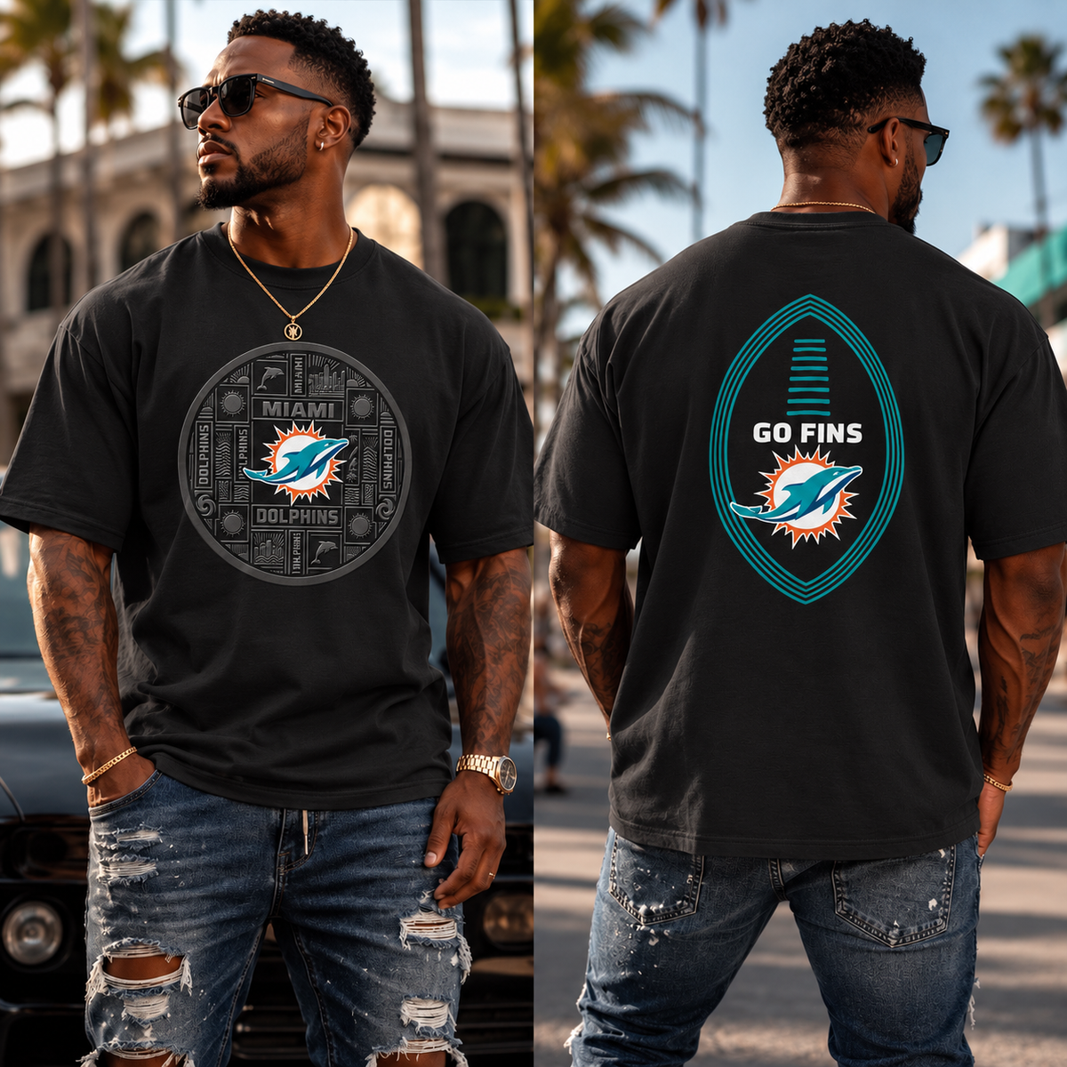 Miami 'Go Fins' Football Tee