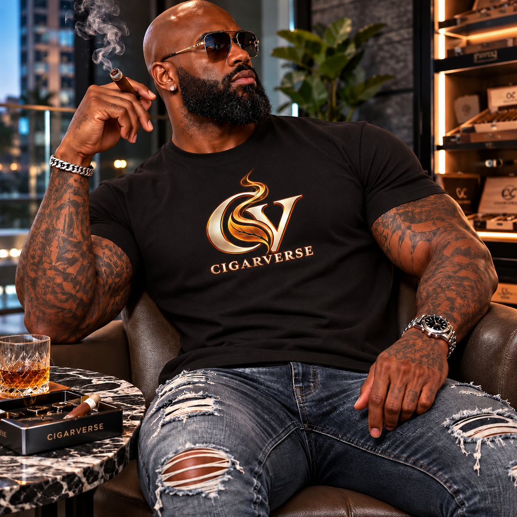 Black T-Shirt with Gold SV Monogram Logo