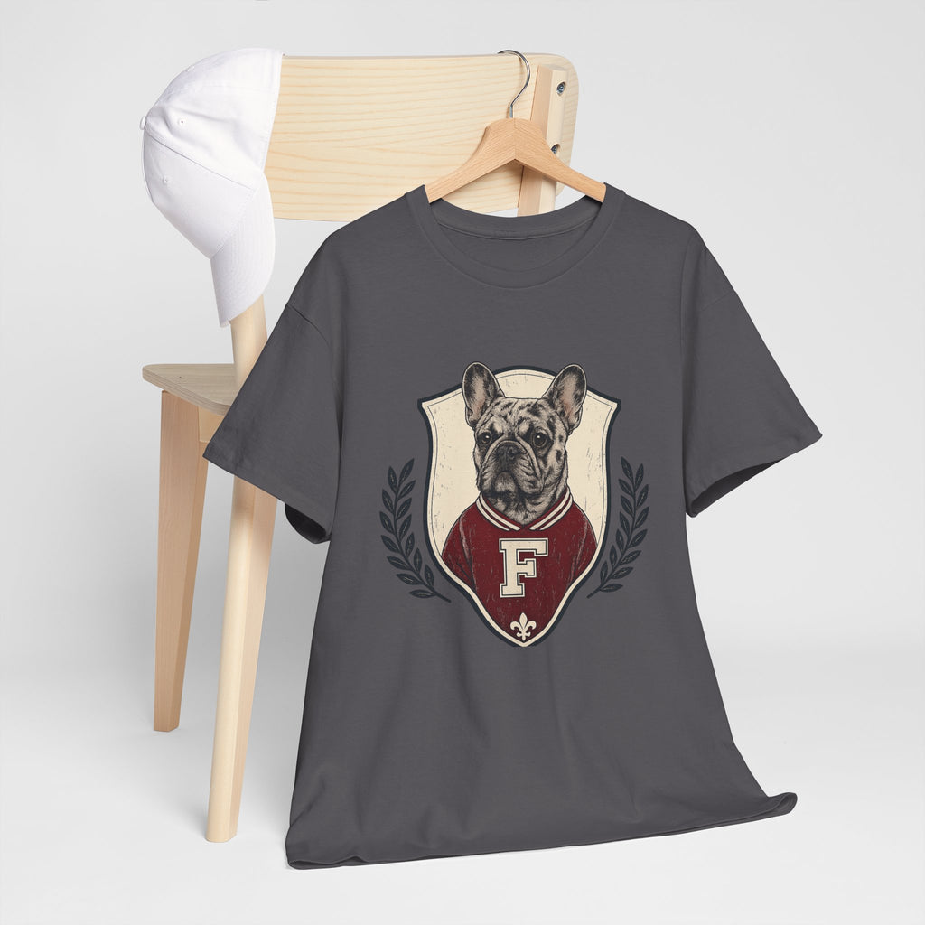 Unisex French Bulldog Crest T‑Shirt — Vintage Collegiate Pup Tee