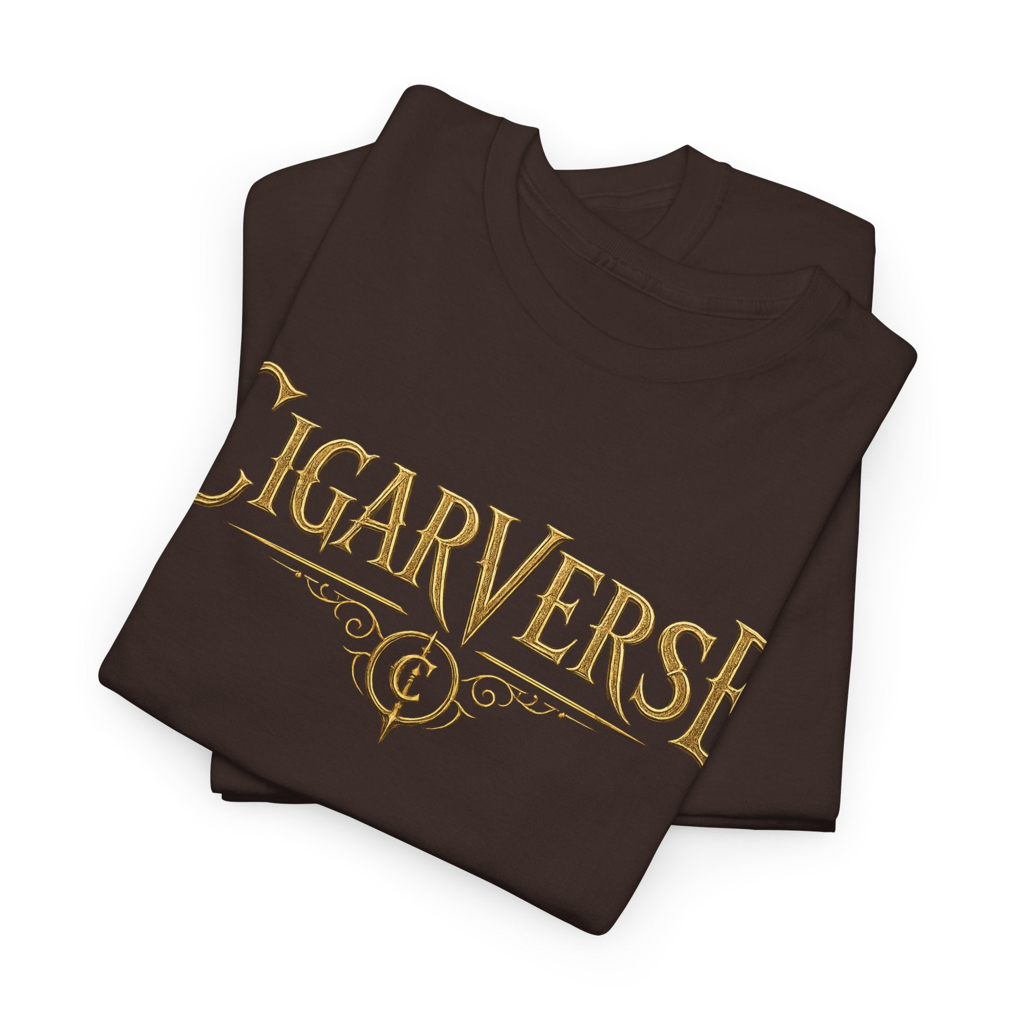 Cigarverse Unisex Graphic Tee — Retro Gold Logo & Dragon Back Design
