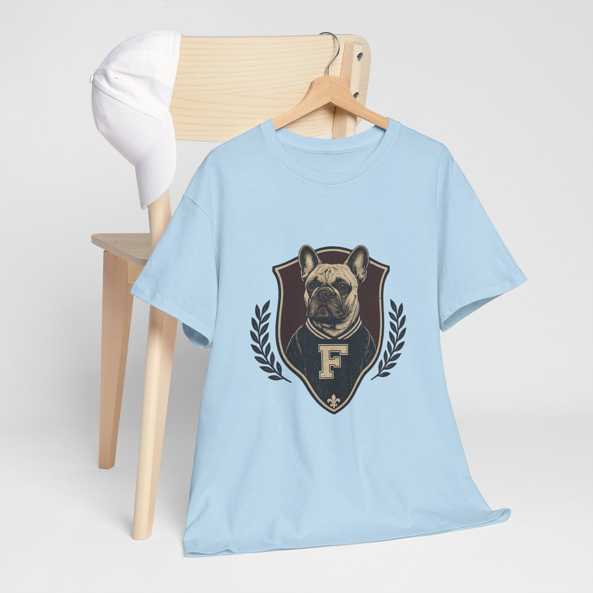French Bulldog Crest T-Shirt — Vintage Campus Emblem Tee