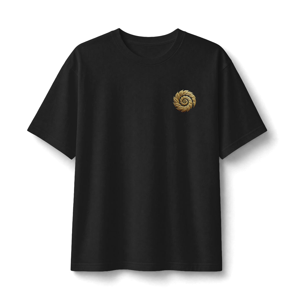 Spiral Tobacco Leaf Graphic Tee — Golden Botanical Spiral T-Shirt