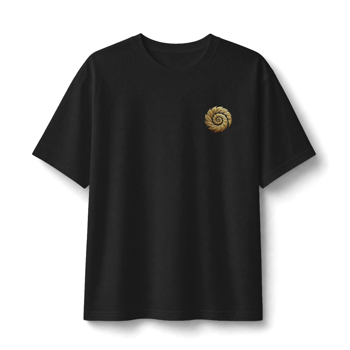 Spiral Tobacco Leaf Graphic Tee — Golden Botanical Spiral T-Shirt