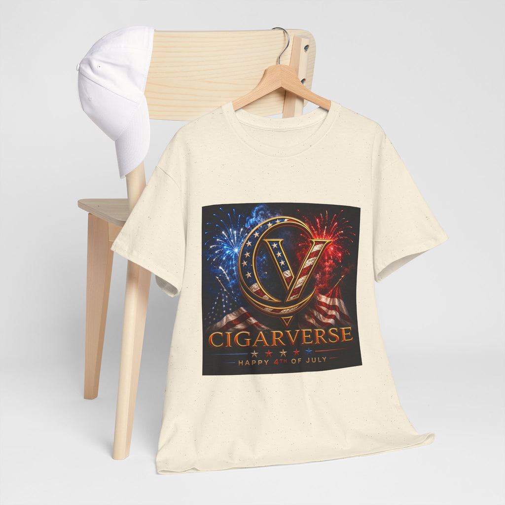 Cigarverse Logo Tee — Patriotic Gold & Flag Emblem Cotton T‑Shirt