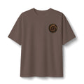 Heavyweight Earthtone Spiral Logo Tee — Rustic Chest-Print Graphic Tee