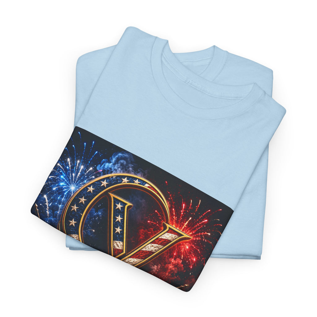 Cigarverse Logo Tee — Patriotic Gold & Flag Emblem Cotton T‑Shirt