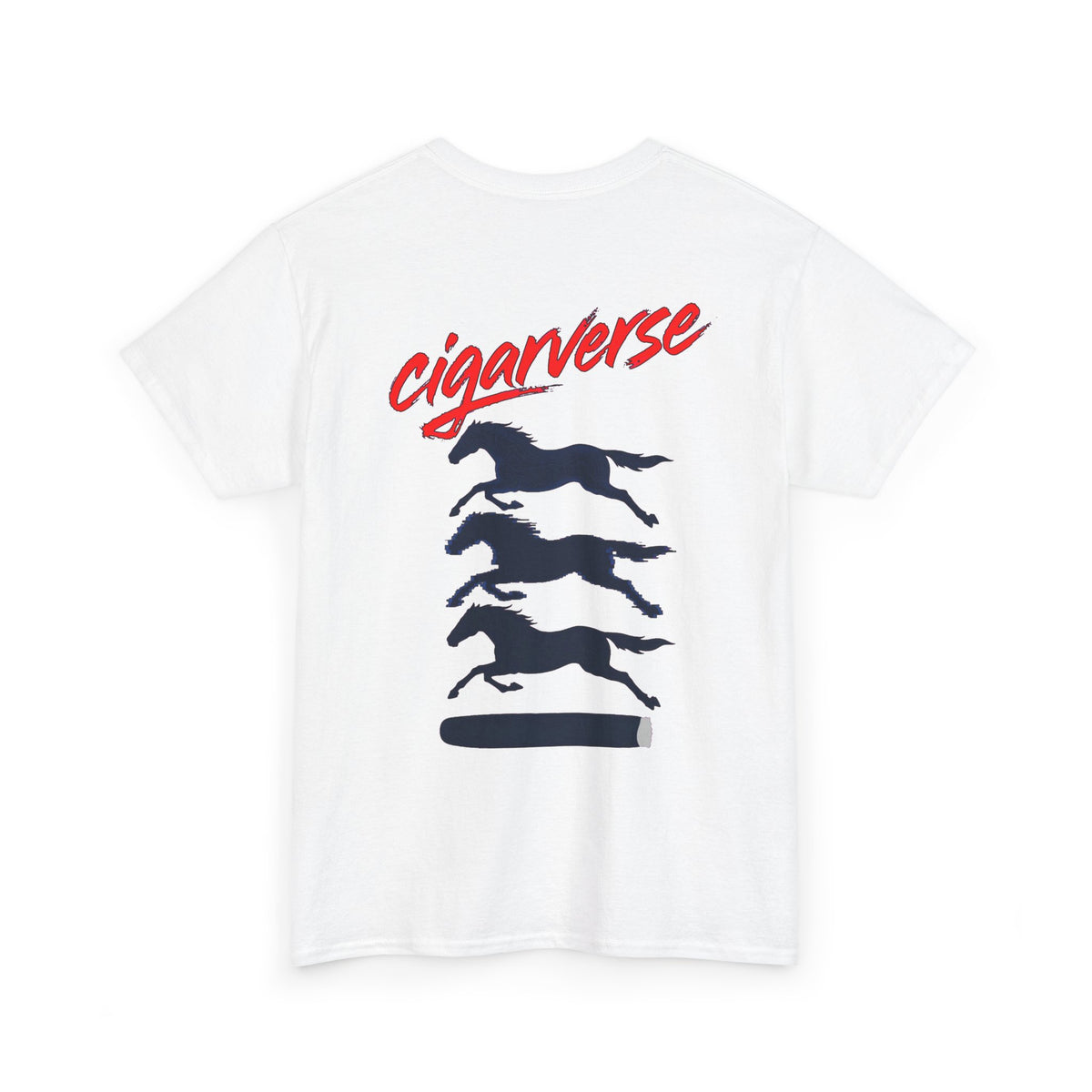 Cigarverse Tee — Retro Script Logo & Galloping Horse Back Print