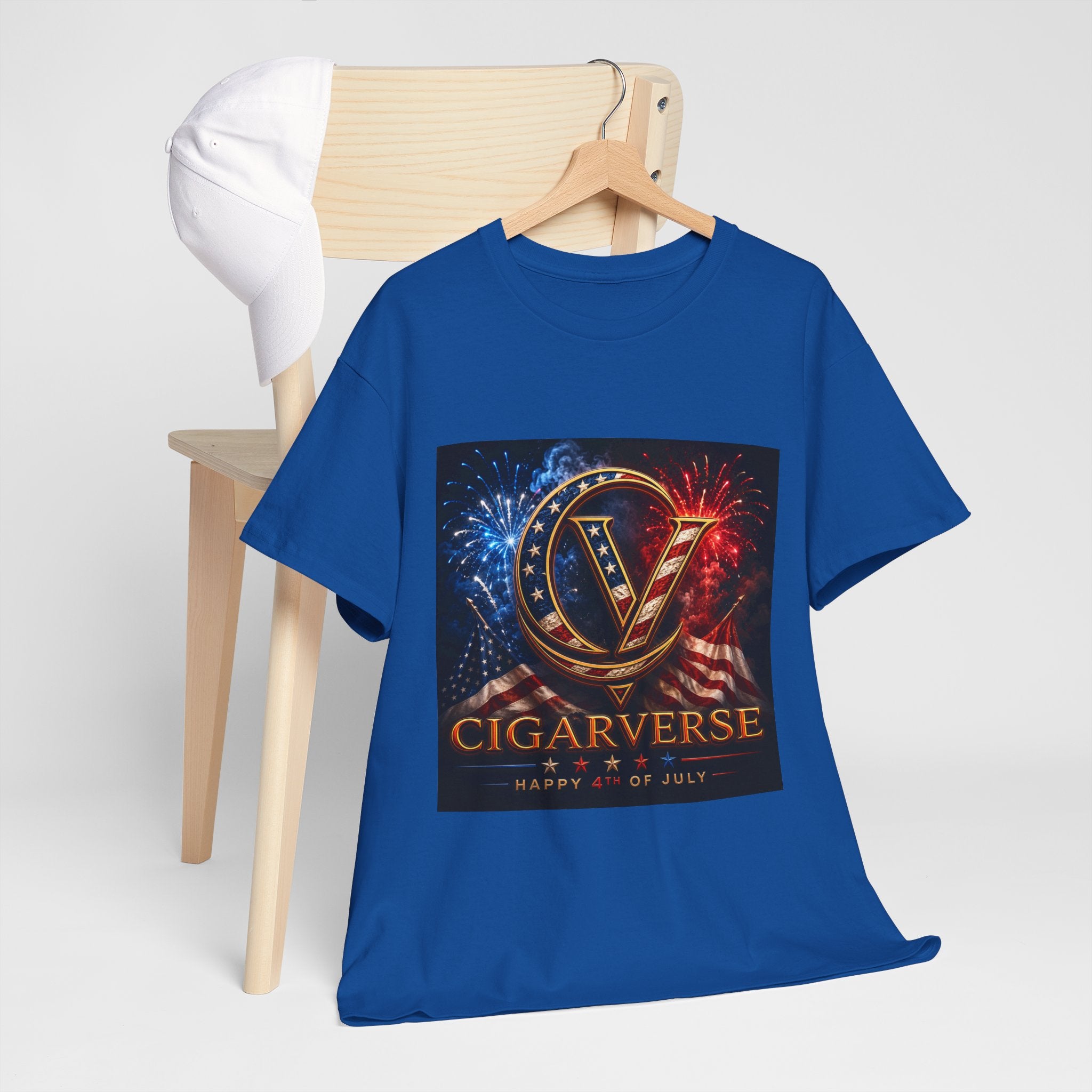 Cigarverse Logo Tee — Patriotic Gold & Flag Emblem Cotton T‑Shirt