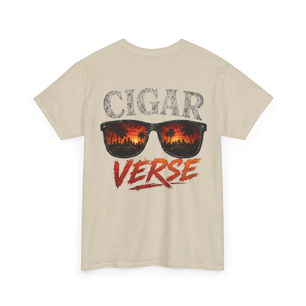 Cigar Verse Graphic Tee — Retro Sunglasses Smoke Design