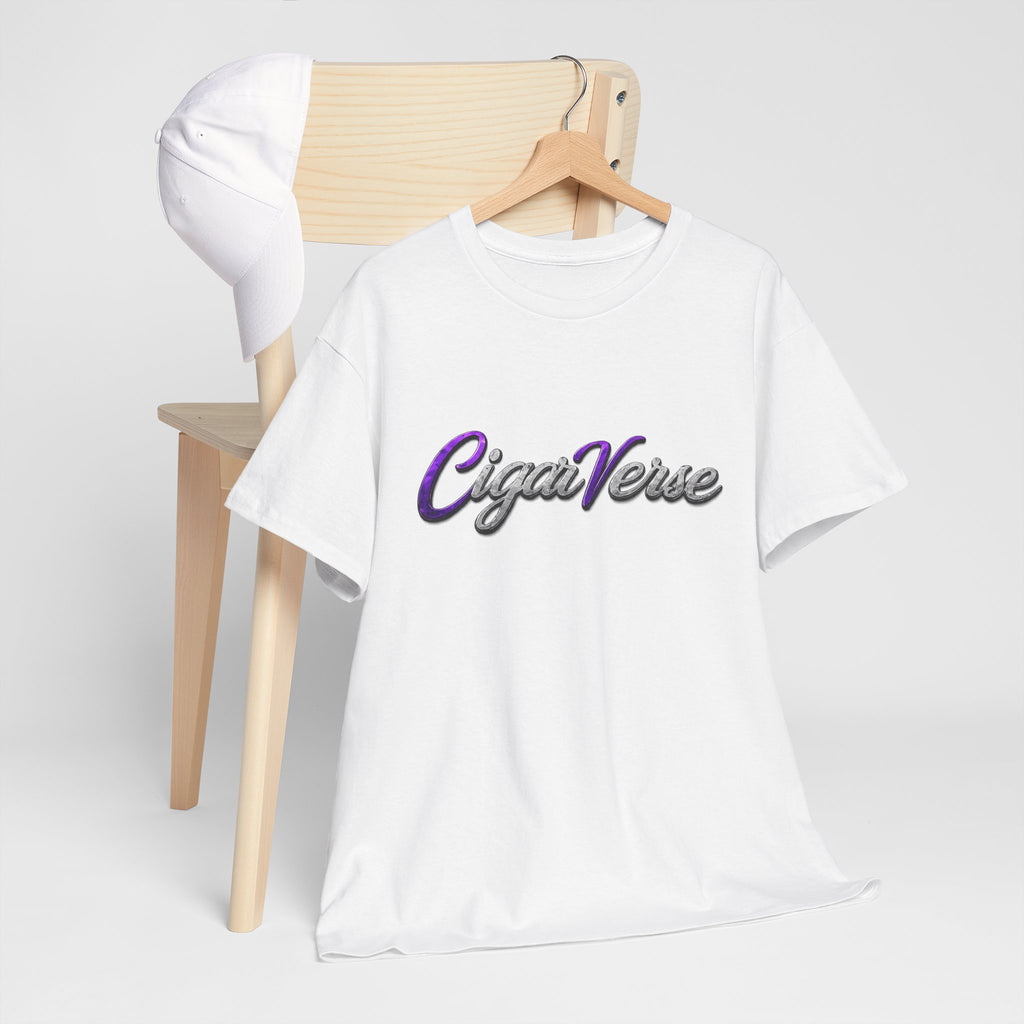 CigaVerse Script Logo Tee — Retro Purple & Gray Graphic T‑Shirt