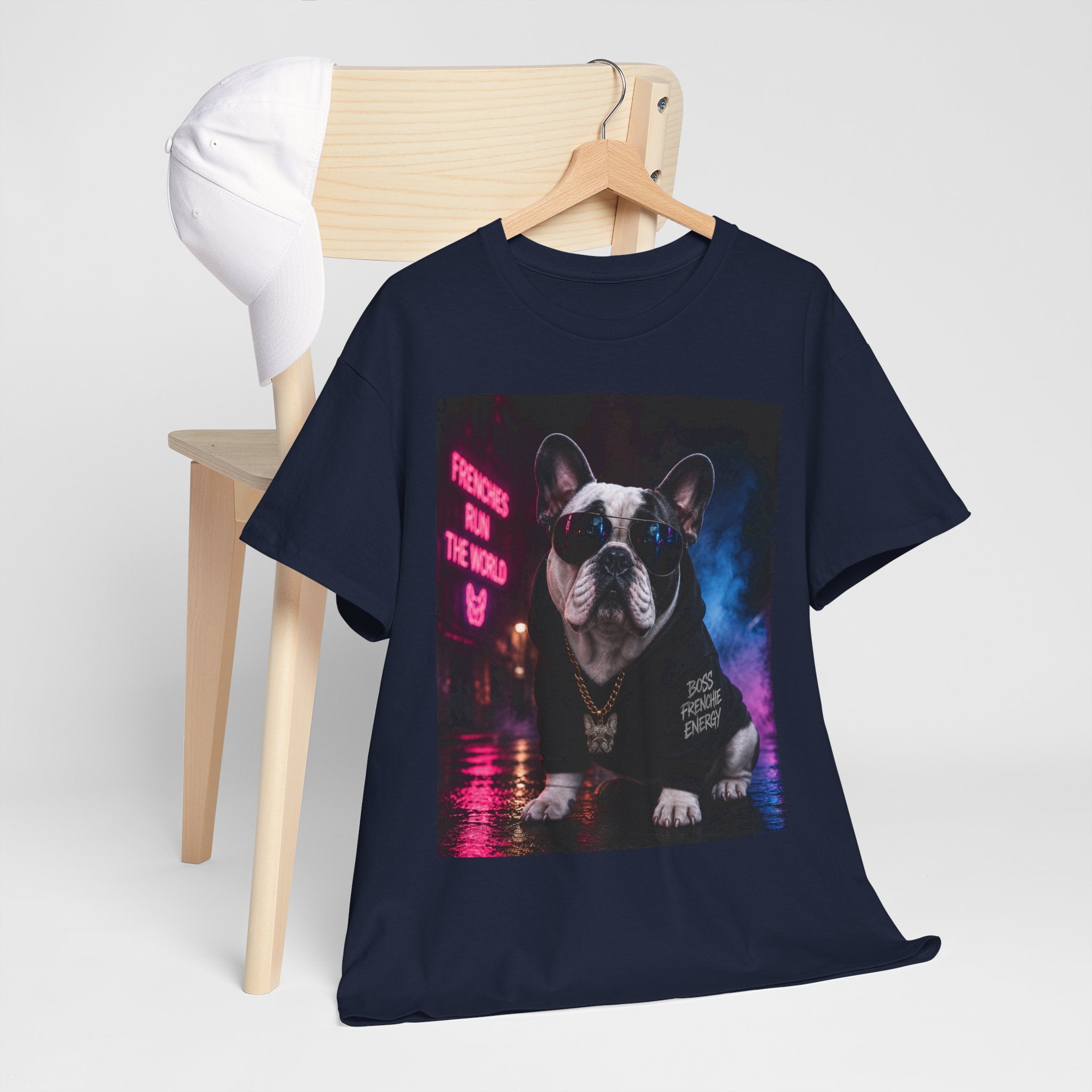 Bulldog Gangster Tee — Neon Retro Dog Graphic T-Shirt