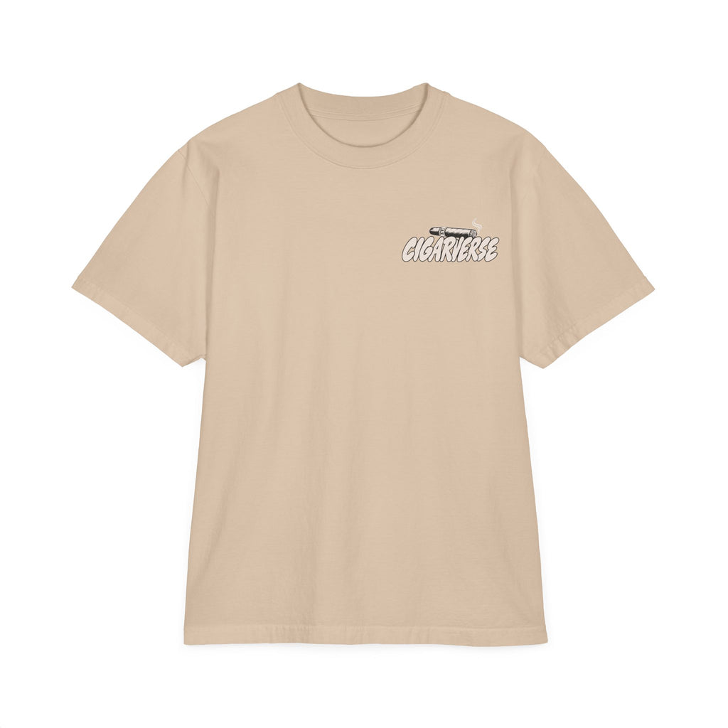 Oversized Premium Max Heavyweight CIGARVERSE Graphic T-Shirt — 'Cigar Connoisseur's Paradise' Chest & Back Print
