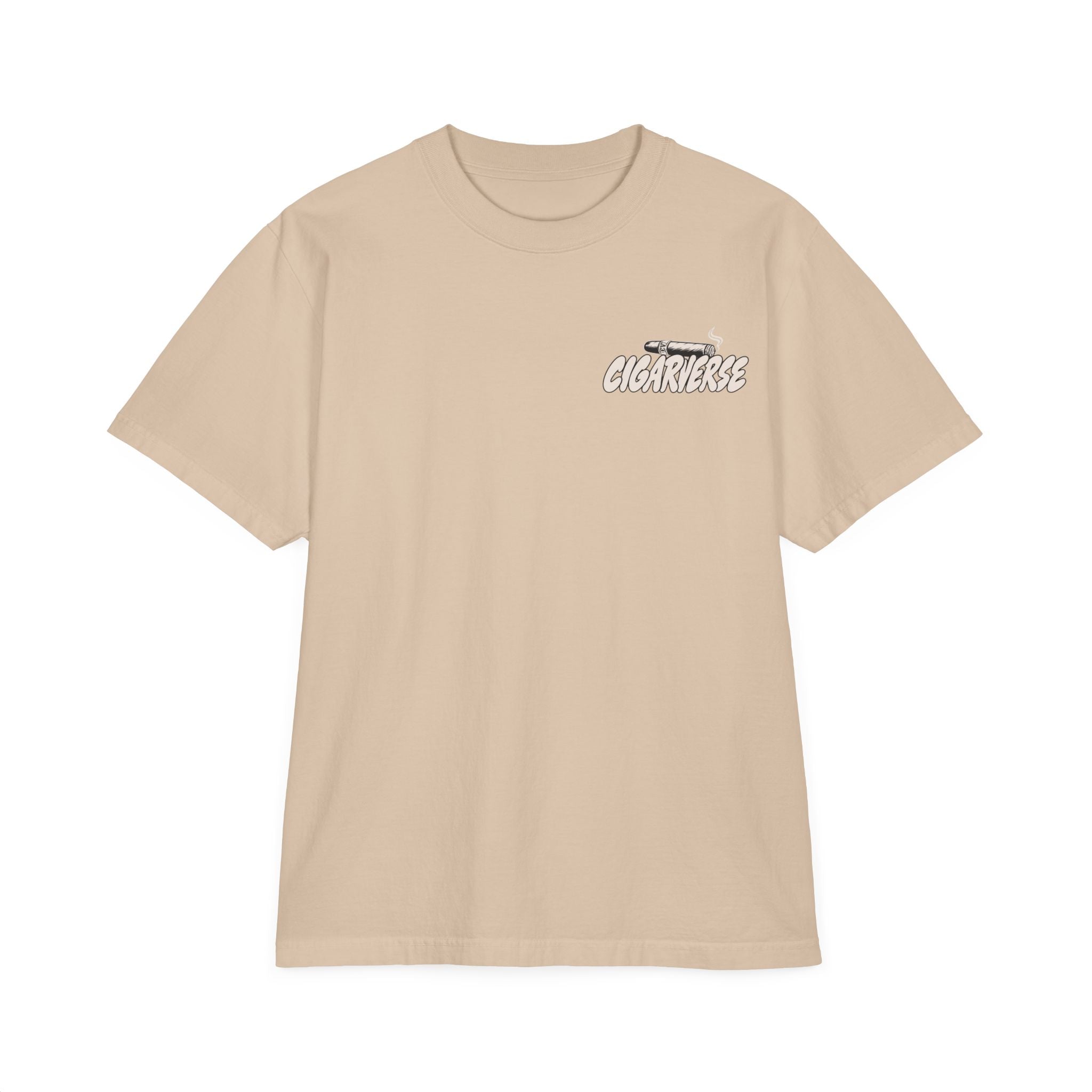 Oversized Premium Max Heavyweight CIGARVERSE Graphic T-Shirt — 'Cigar Connoisseur's Paradise' Chest & Back Print