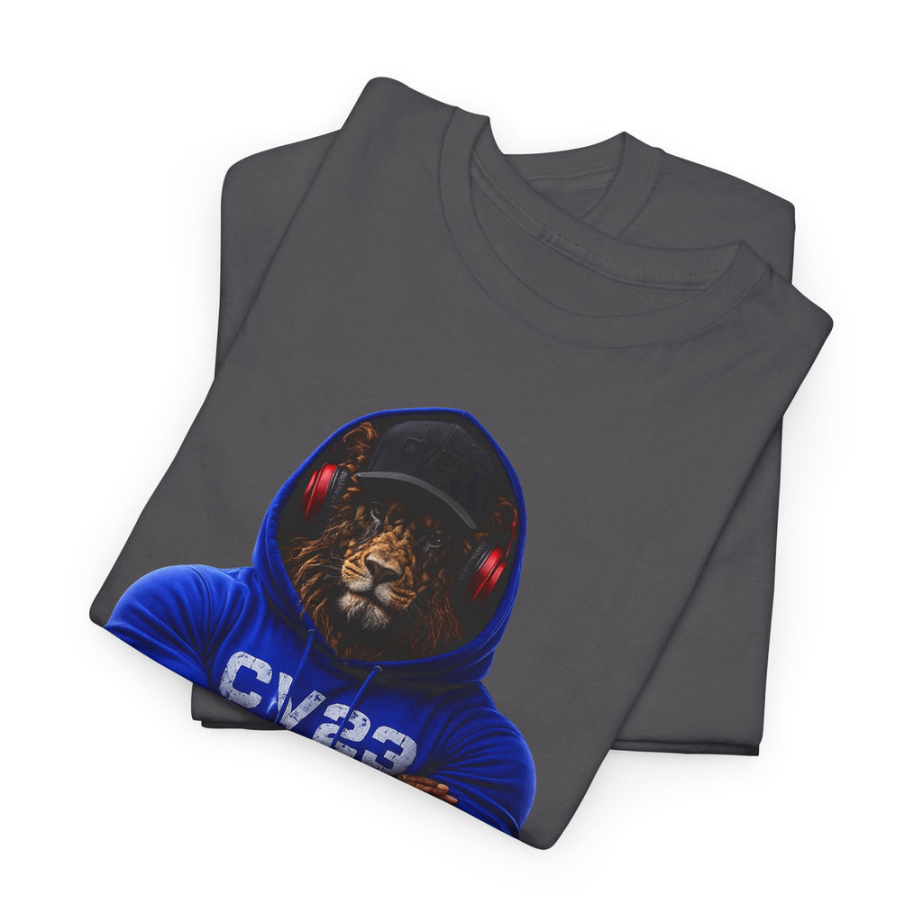 Hooded Lion Graphic Tee — Hoodie Gym Wear T-Shirt