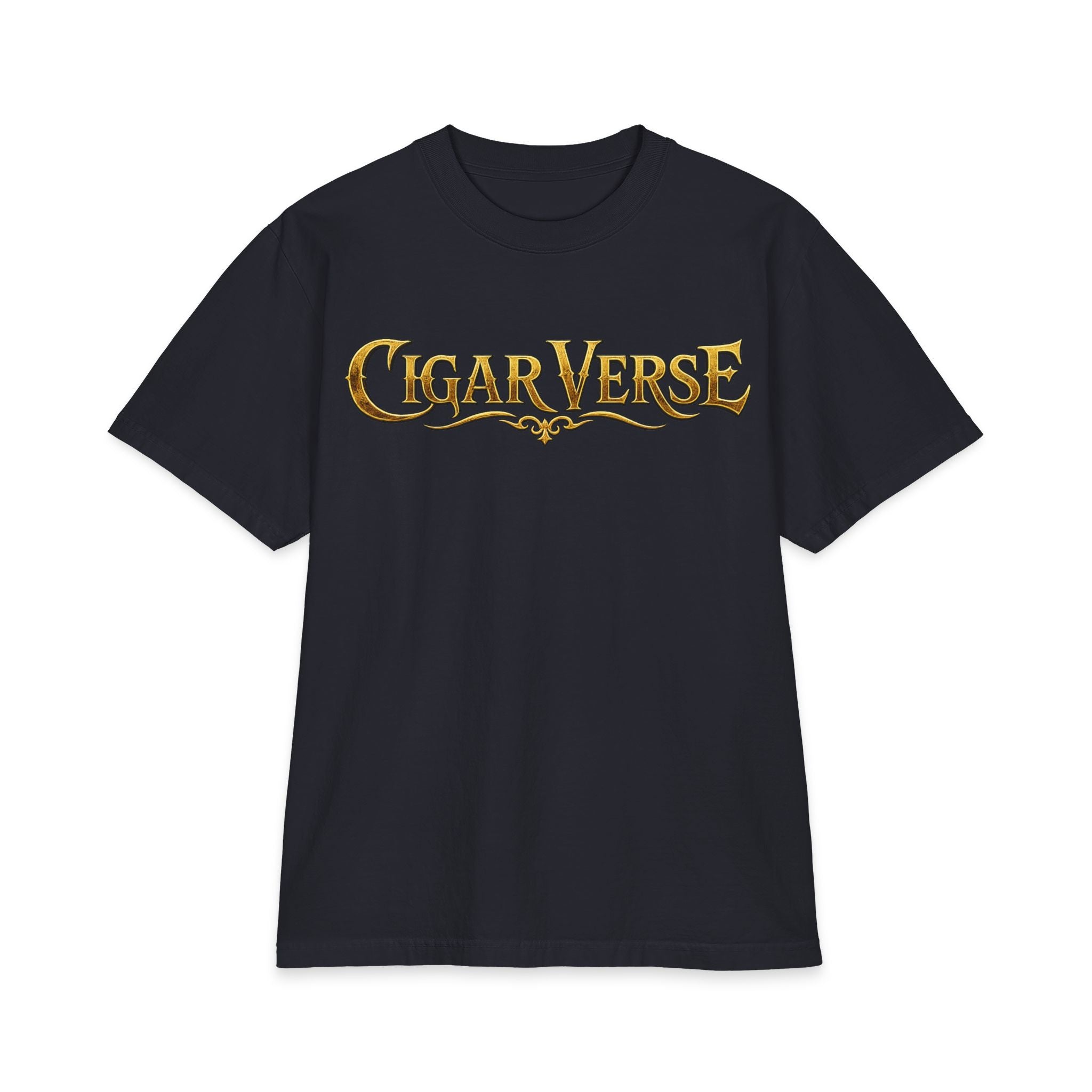 ULTRA PREMIUM HEAVYWEIGHT CigarVerse Graphic T-Shirt — Bold Gold Logo Smoking-Inspired Tee