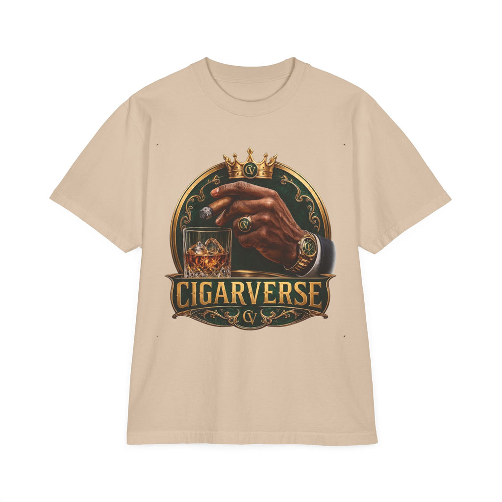 Oversized CIGARVERSE Max Heavyweight Graphic T-Shirt — Vintage Whiskey & Cigar Lounge Tee