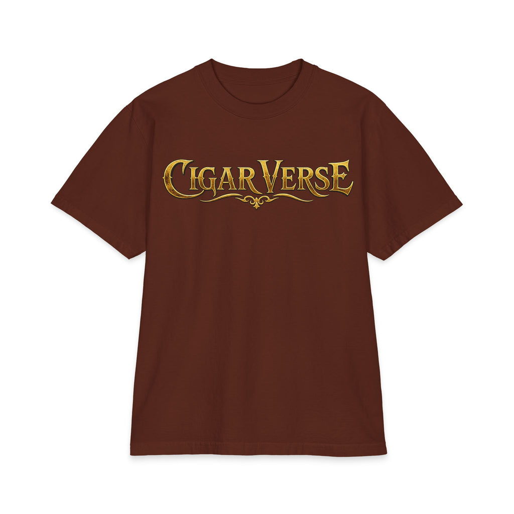 ULTRA PREMIUM HEAVYWEIGHT CigarVerse Graphic T-Shirt — Bold Gold Logo Smoking-Inspired Tee