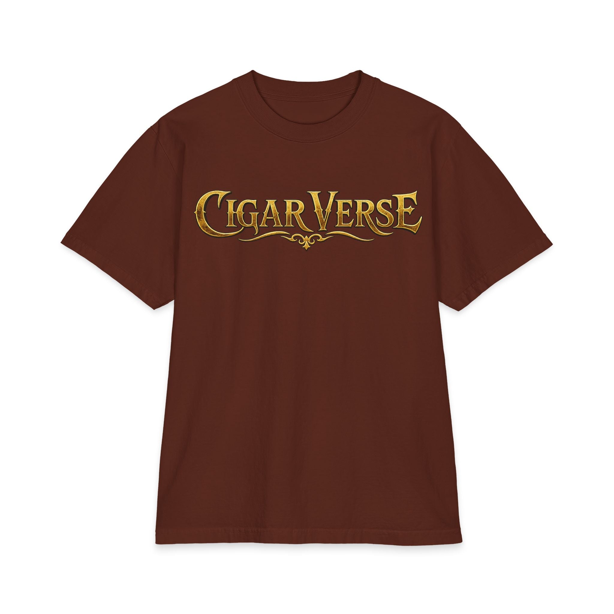 ULTRA PREMIUM HEAVYWEIGHT CigarVerse Graphic T-Shirt — Bold Gold Logo Smoking-Inspired Tee
