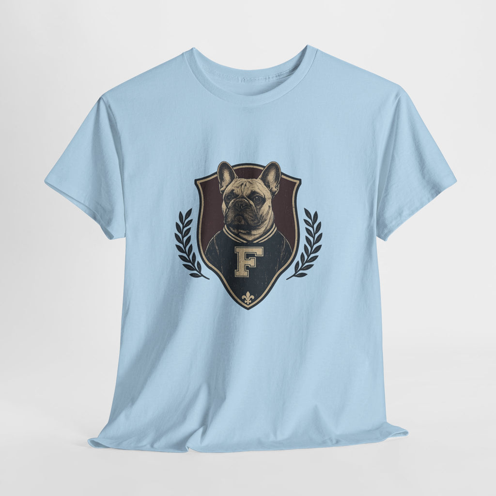 French Bulldog Crest T-Shirt — Vintage Campus Emblem Tee