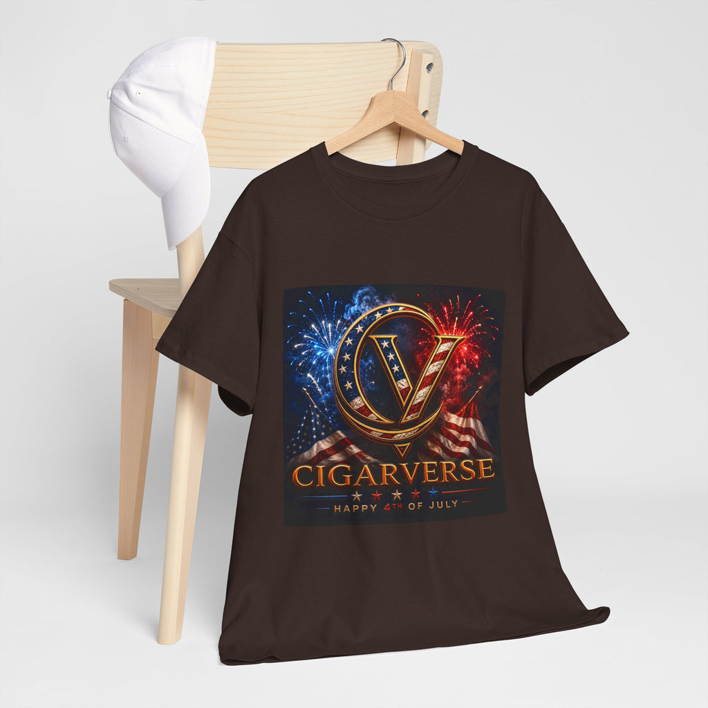 Cigarverse Logo Tee — Patriotic Gold & Flag Emblem Cotton T‑Shirt