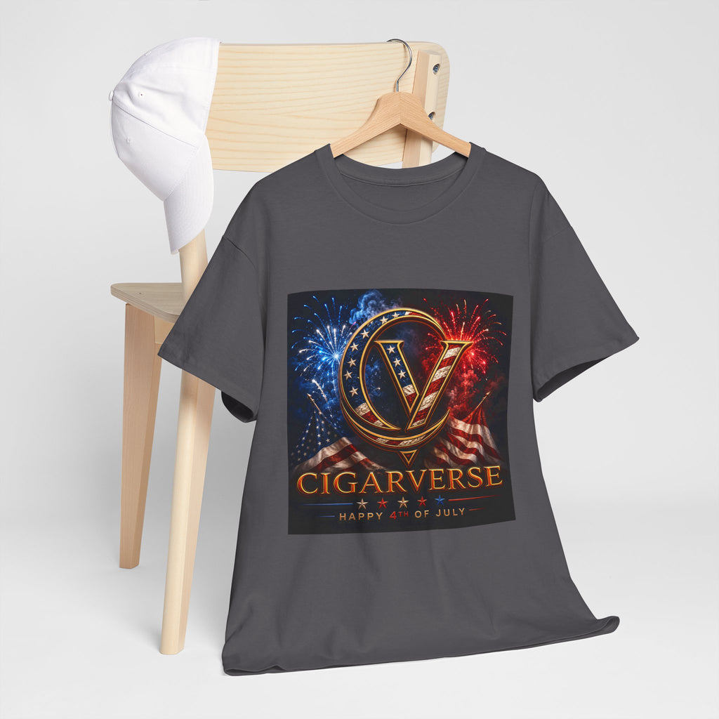 Cigarverse Logo Tee — Patriotic Gold & Flag Emblem Cotton T‑Shirt