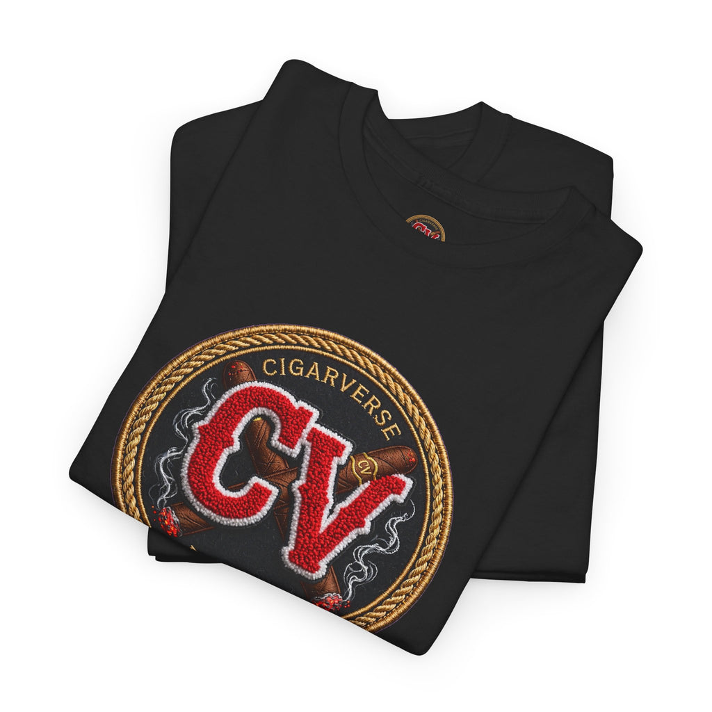 CV Patch Logo Tee — Retro Crest Graphic T-Shirt