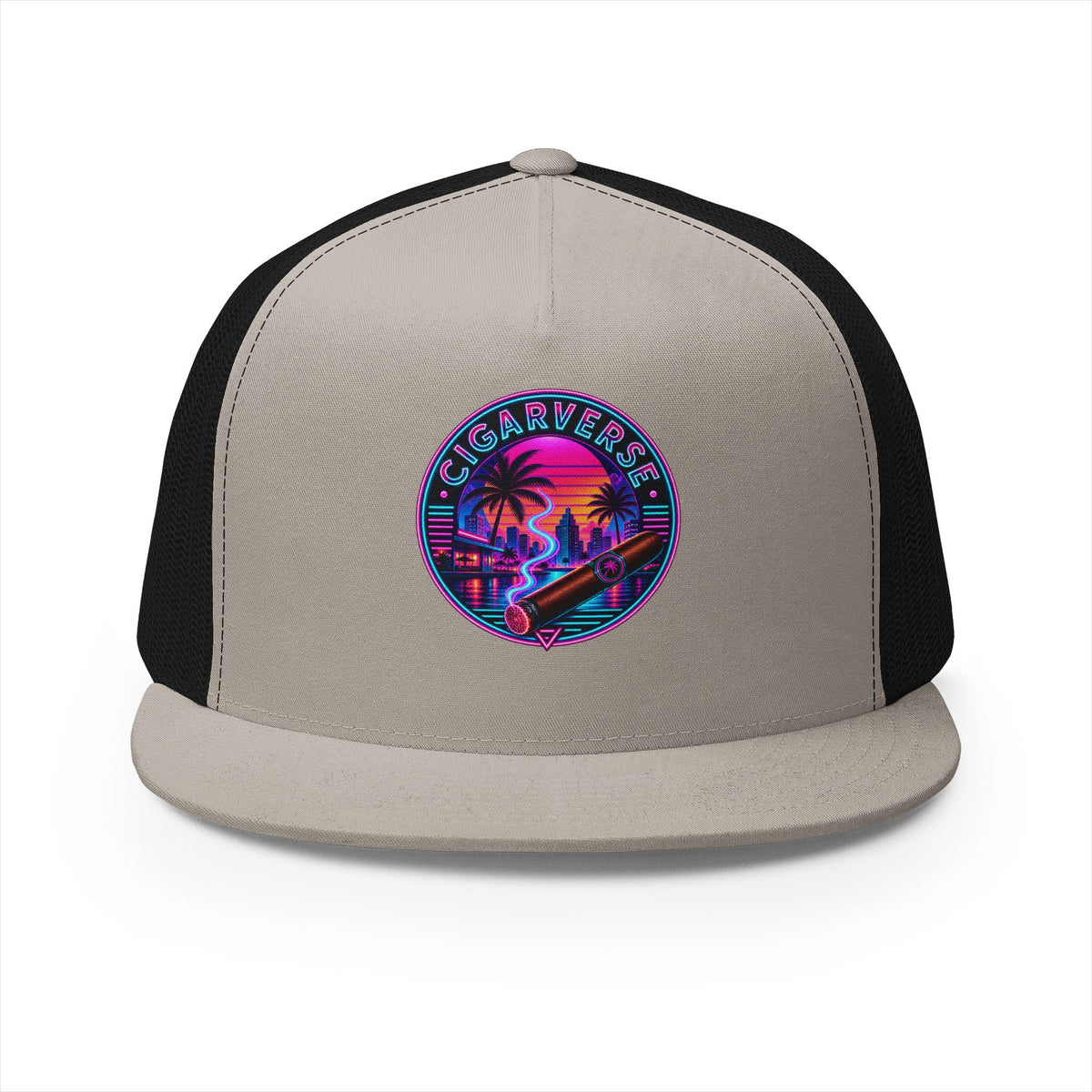 Retro Sunset Trucker Cap — 'Cesarverse' Neon Beach Patch