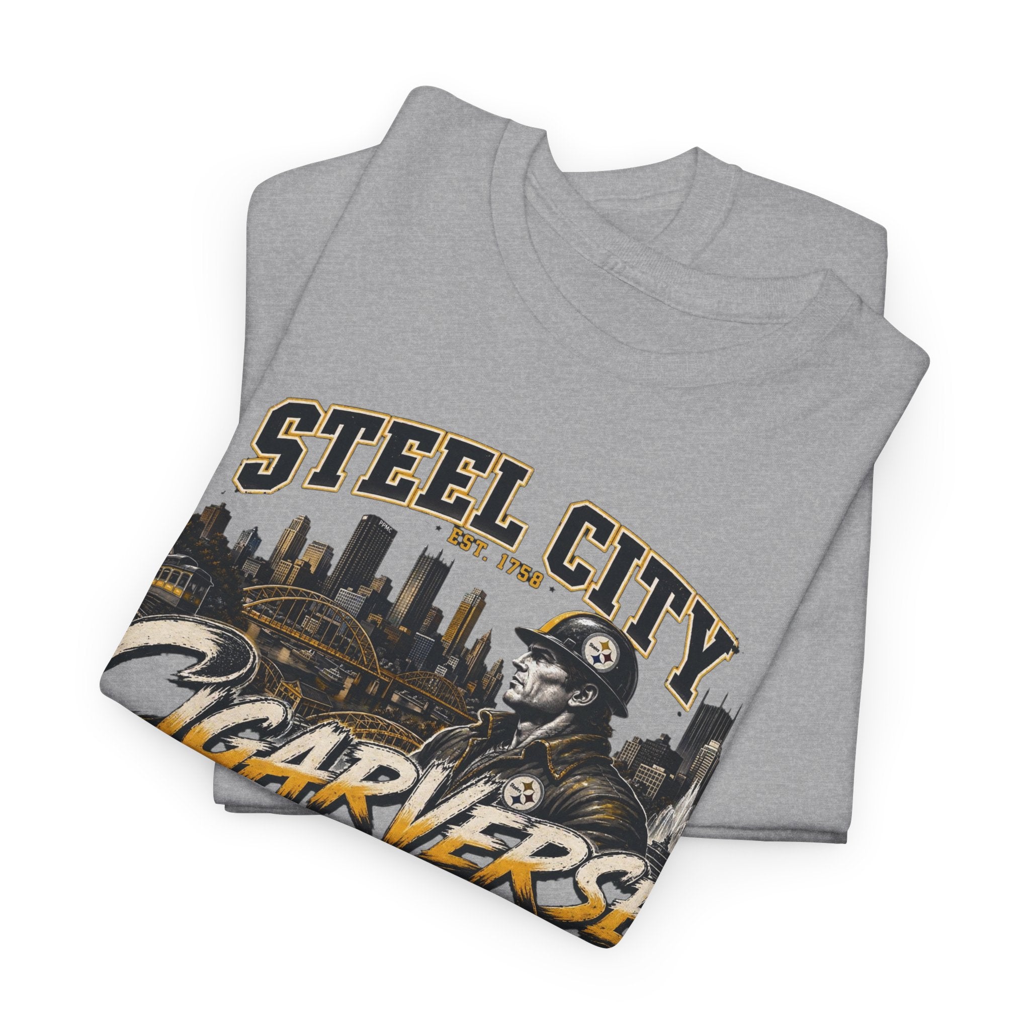 Unisex Steel City Cigarverse Tee — Vintage Skyline Graphic T‑Shirt for Cigar Lovers