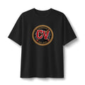 CigarVerse Emblem Heavyweight Tee — Vintage Red & Gold Patch Chest Logo