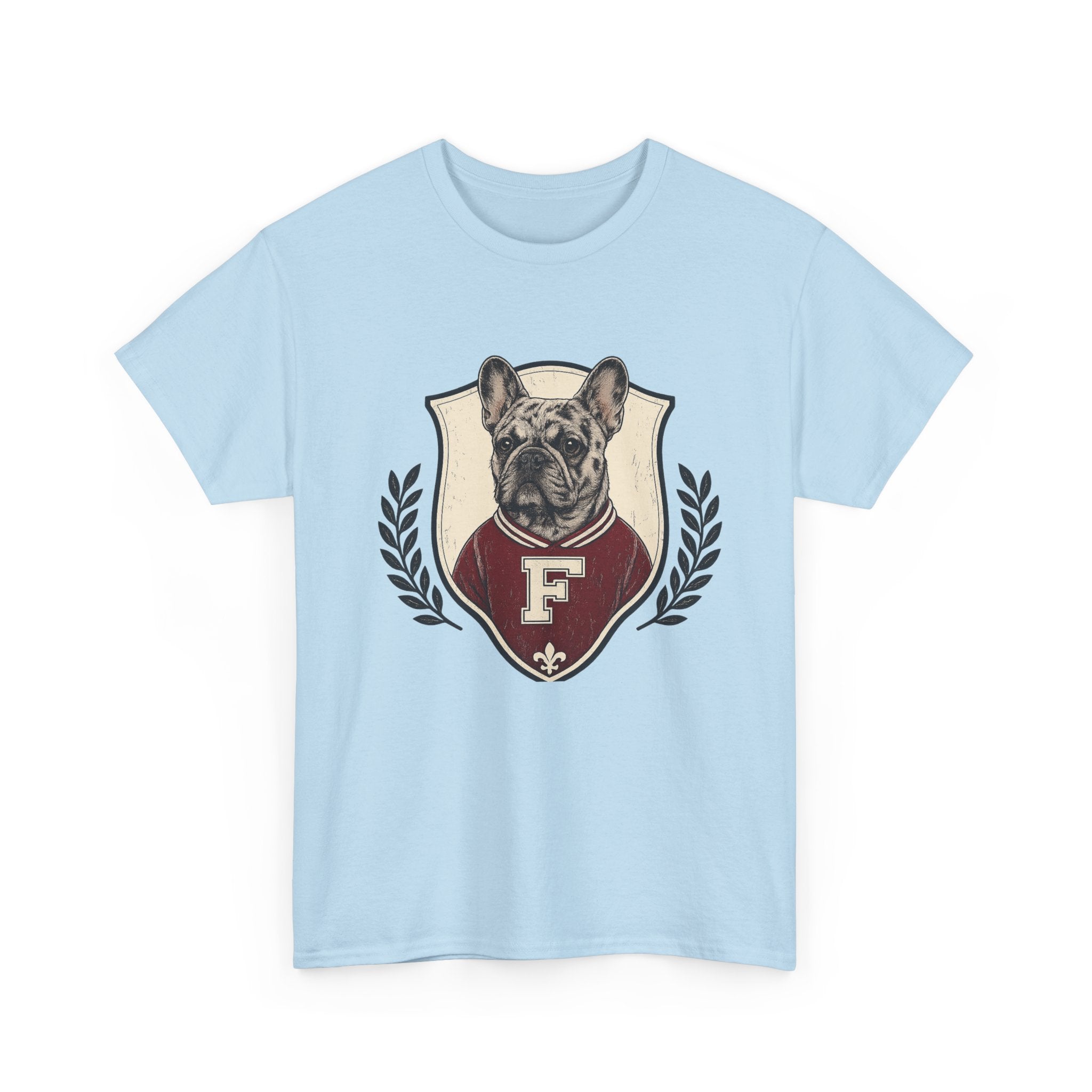 Unisex French Bulldog Crest T‑Shirt — Vintage Collegiate Pup Tee