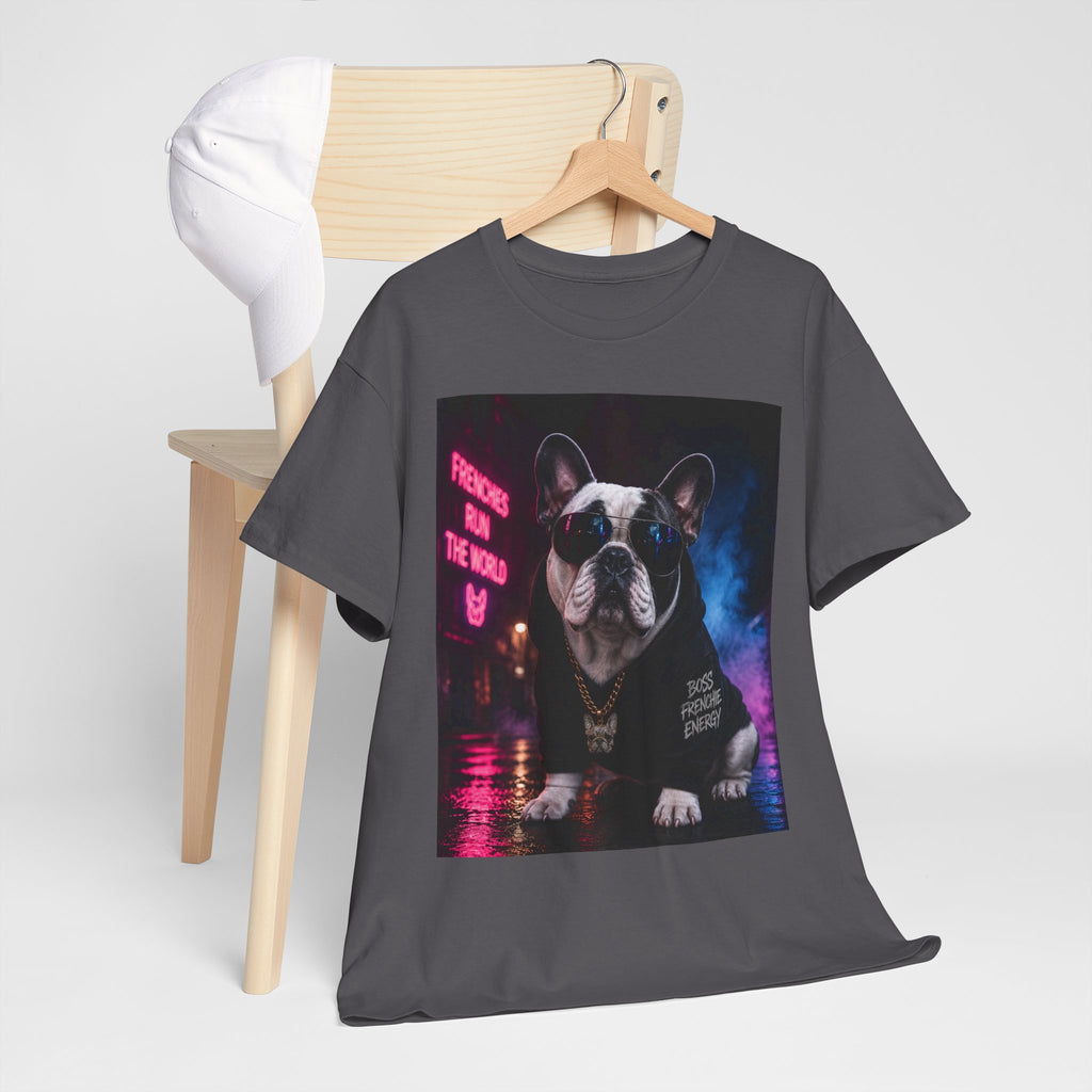 Bulldog Gangster Tee — Neon Retro Dog Graphic T-Shirt