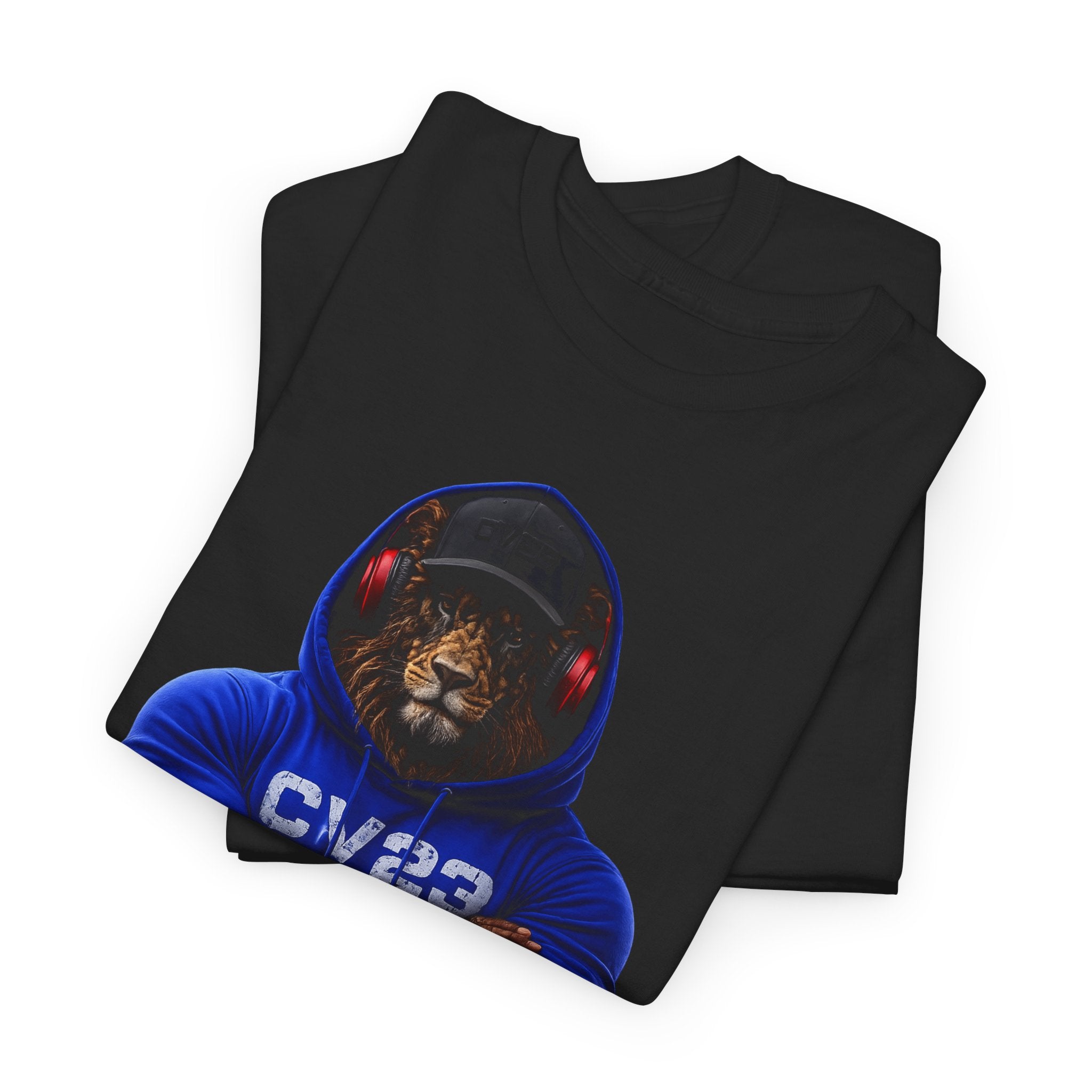 Hooded Lion Graphic Tee — Hoodie Gym Wear T-Shirt
