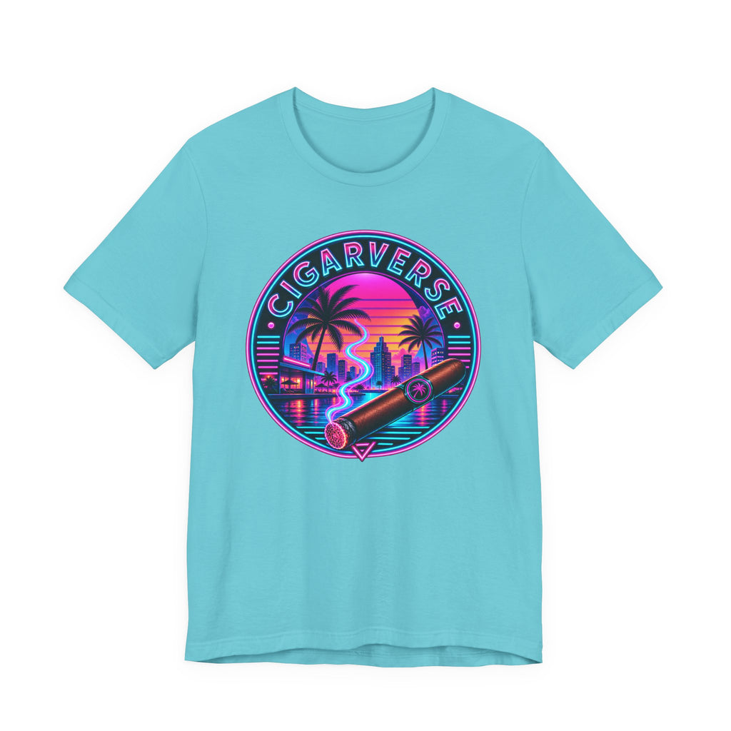 Cigarverse Retro Sunset Tee — Vintage Neon Cigar Logo T-Shirt